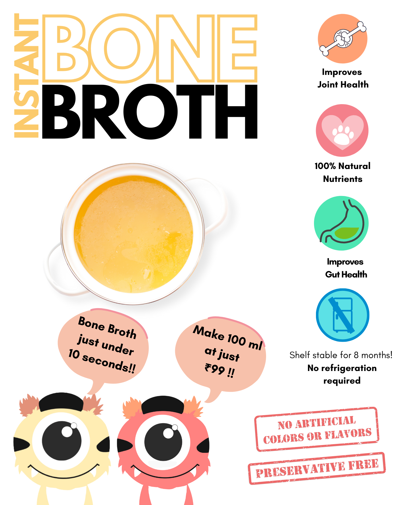 Instant Bone Broth - Chicken + Carrrots (Make 100ml Bone Broth with 1 sachet)