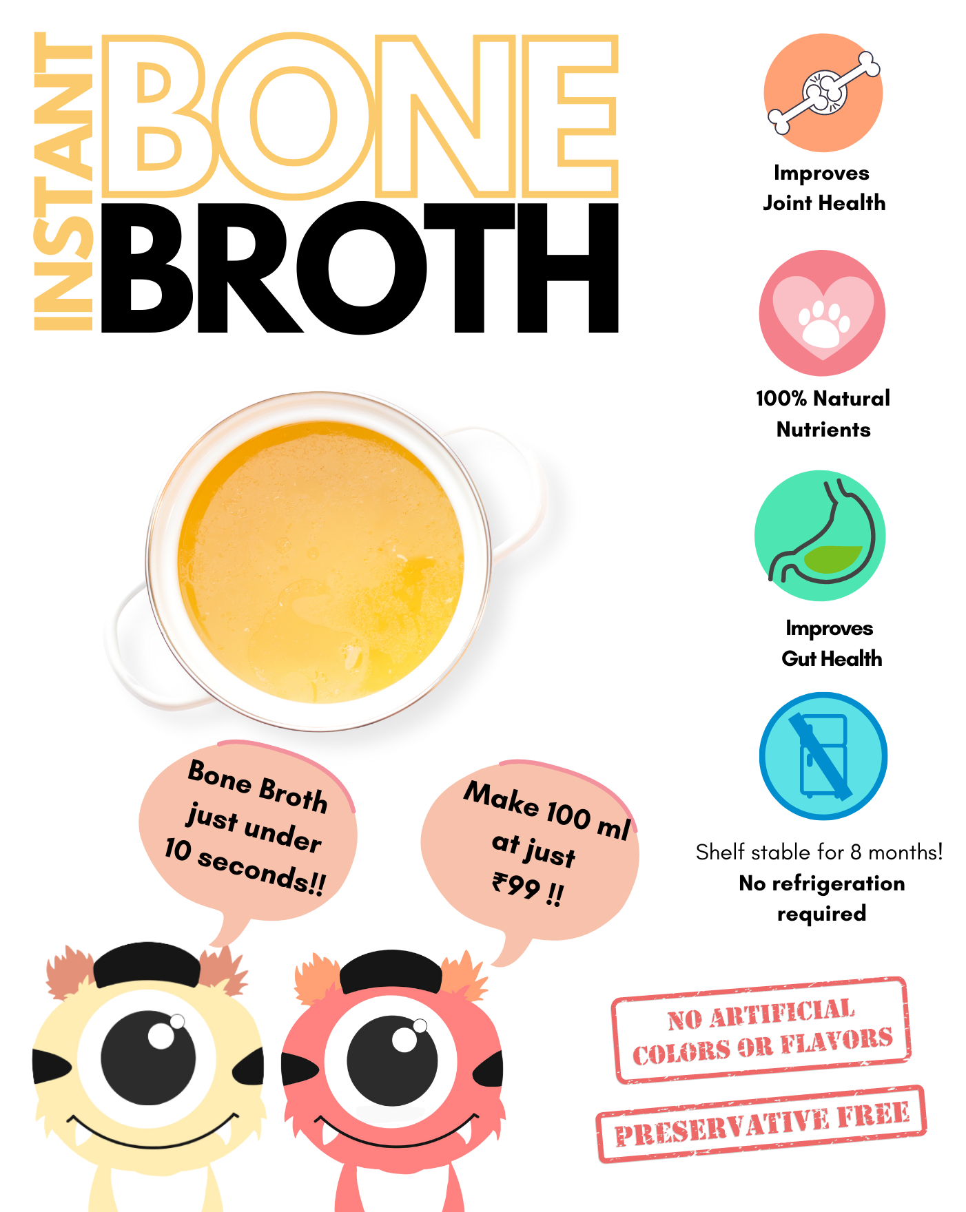 Instant Bone Broth - Chicken (Pack of 15 sachets - Make 1500 ml)