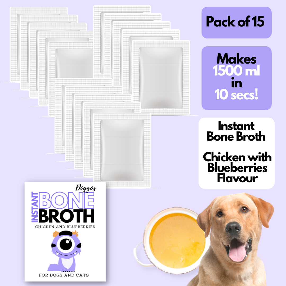 Instant Bone Broth (Chicken + Blueberry) - Superfood Immunity Boost | 3.5g / 100ml Travel Friendly Sache