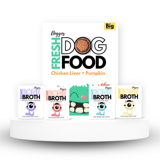 The Super Monster Club ( 800g of Fresh dog food  + 4 flavours of Instant Bone Broth)
