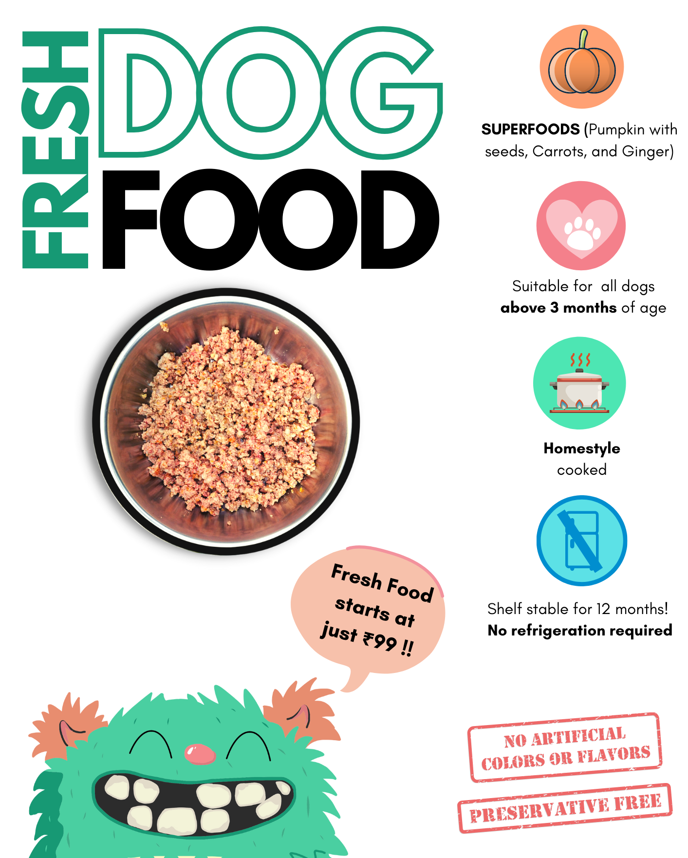 Doggos Baby Monster - Fresh Dog Food (5 Boxes of 400g each)