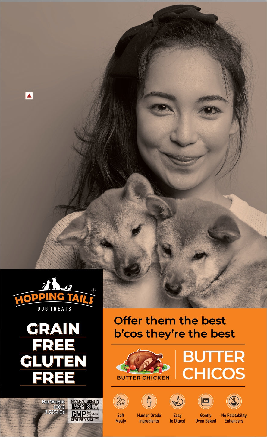HOPPING TAILS PREMIUM GRAINFREE/GLUTEN FREE DOG TREATS - BUTTER CHICOS