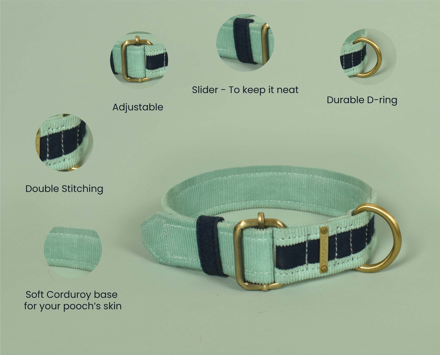 IndieGood Skin Friendly Corduroy Dog Collar