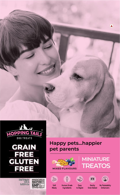 HOPPING TAILS PREMIUM GRAINFREE/GLUTEN FREE DOG TREATS - MINIATURE TREATOS